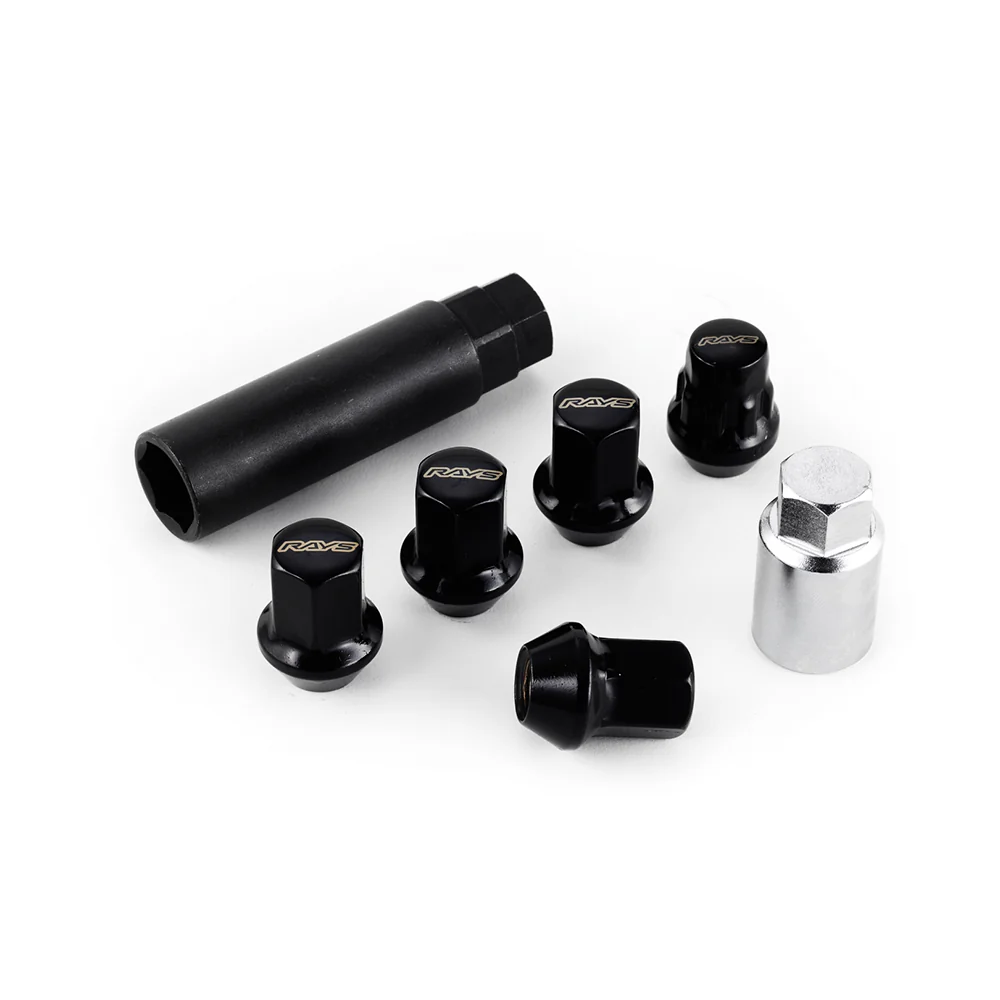 Rays 6H 19Hex Lug Nuts & Locks - M14x1.5 / Black - Image 2